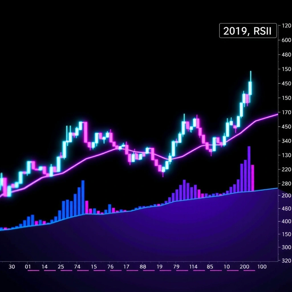 Gráficos de análisis técnico con indicadores neon